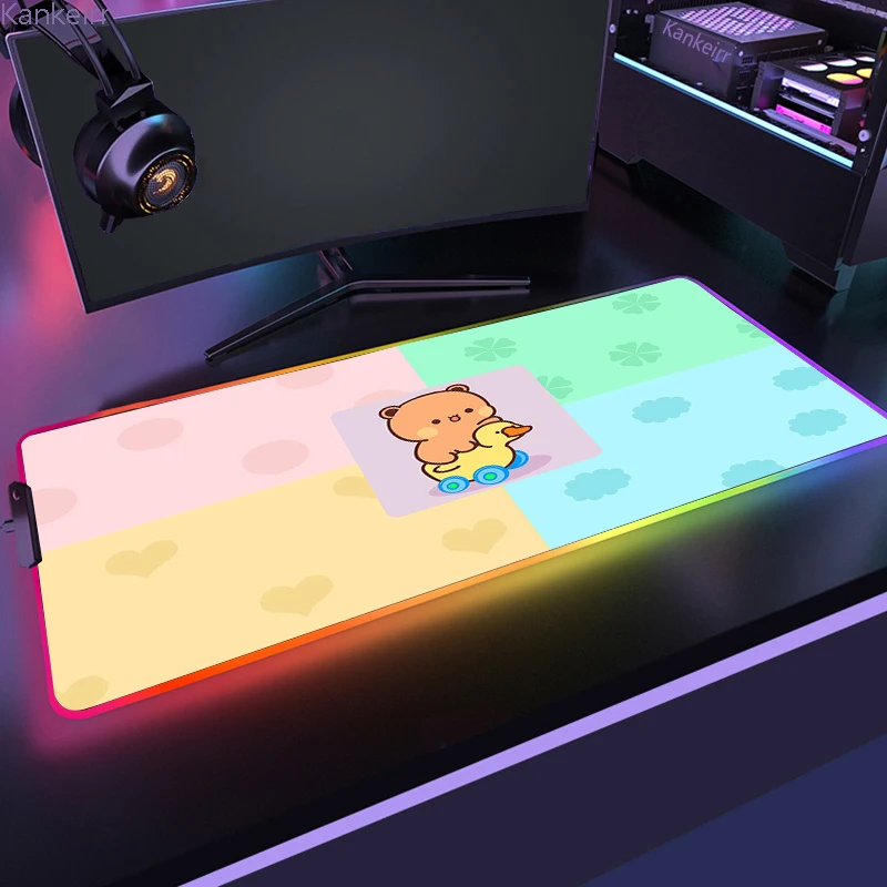 Cute Bubu Dudu Mouse Pad Rgb Kawaii HD printing Gaming Cool Table Deskmat Keyboard Pc Gamer Complete Rug Xxl Company Office Mats