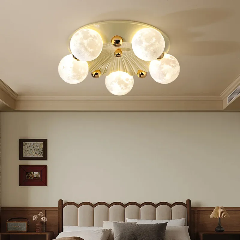 Cream wind bedroom ceiling light Internet celebrity creative moon children's room light