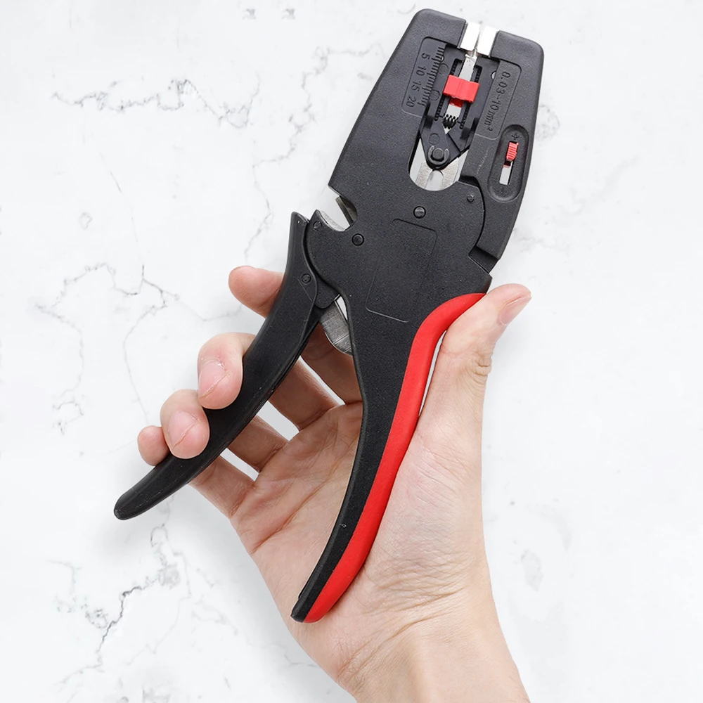 Pince à dénuder et coupe-fil automatique, pince rouge 2 en 1, outils robustes 0.03-10mm2/32-7AWG, Mini outils de réparation électrique