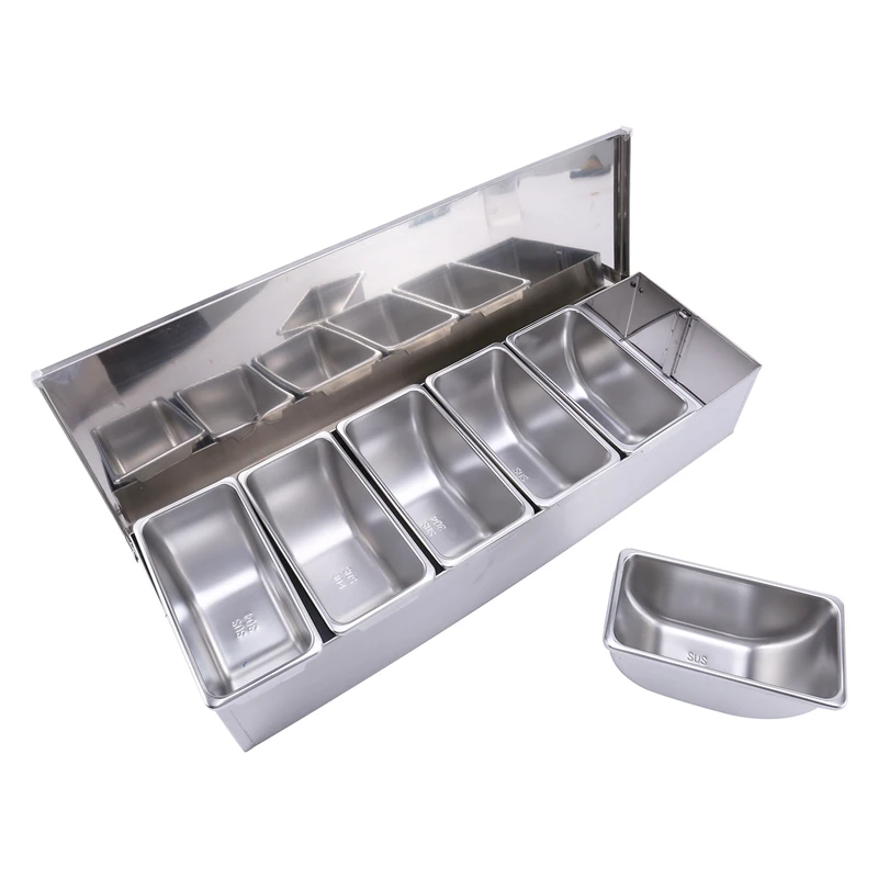 Stainless Steel Seasoning Box Restaurant Chef Seasoning Box with Lid Storage Box Household Seasoning Tank-AT35