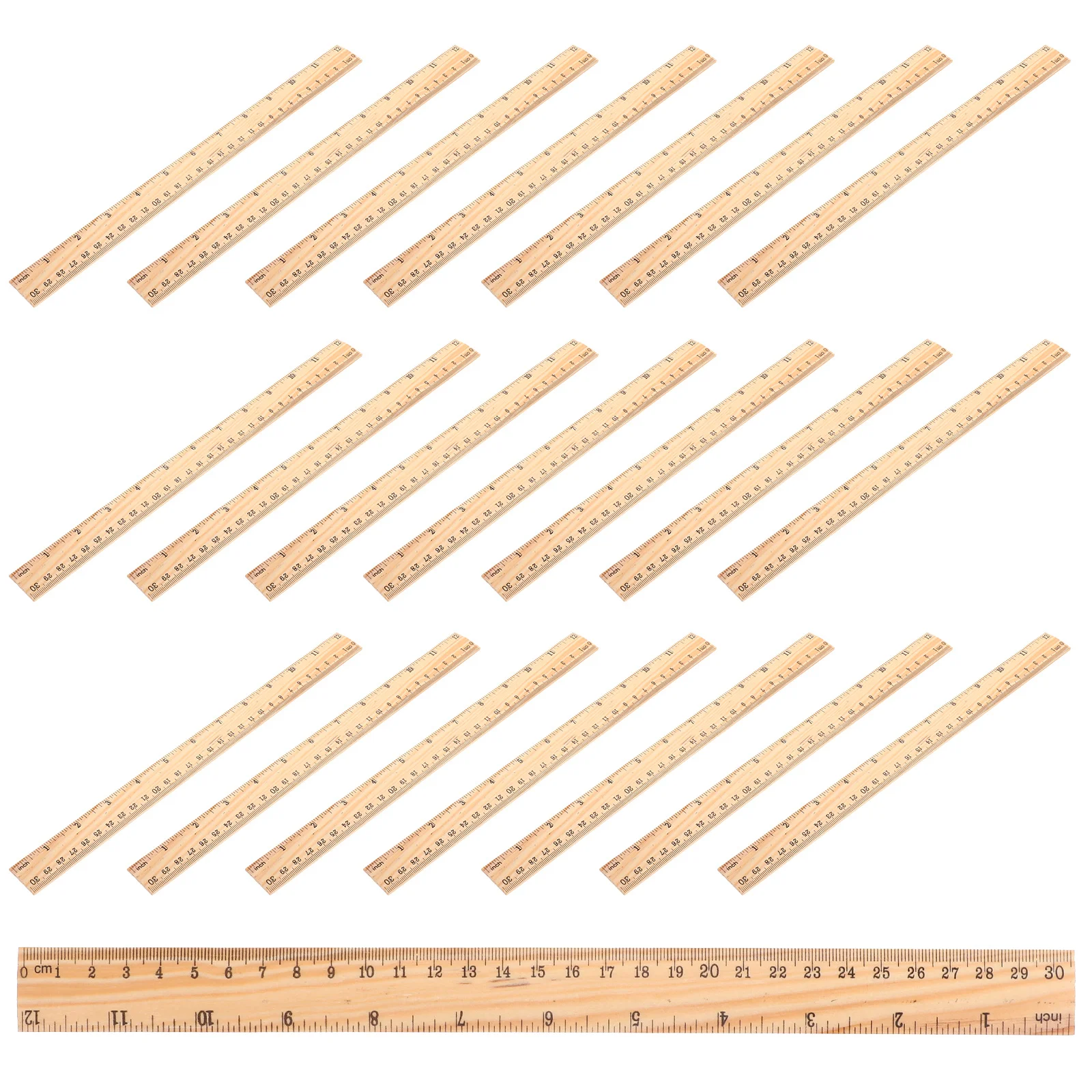 20Pcs Wooden Straight Rulers Precision Measurement Lightweight Portable for Students Artists Engineers Drawing