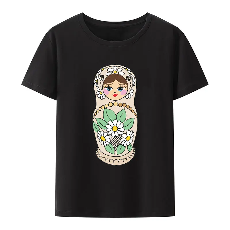 Matryoshka Doll Babushka Stacking Russian Tee Traditional Old School Tattoo Personalize Woman\'s T Shirt  Hip-hop Hipster shirt