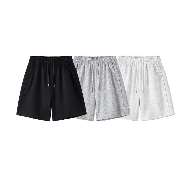 Men High Waist Cool Touch Cotton Blend Bermuda Shorts Smooth Soft Anti Pilling Daily Running Straight Loose Trousers
