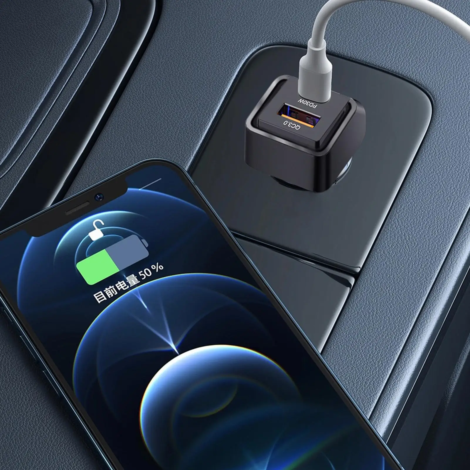 Car Charger USB C 2-Port Car Charger For Phone Smart Device Adapter For Travel Automotive Truck RV SUV Van Sedan Cellphone