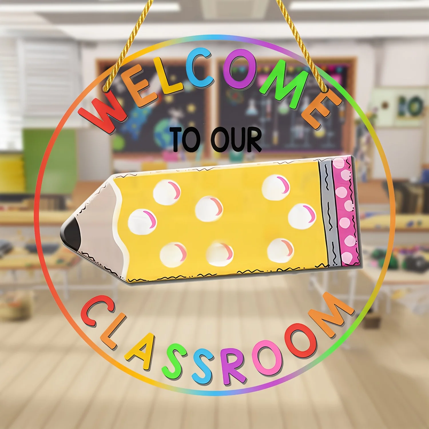 Welcome Classroom Door Sign Suncatcher,Round Acrylic Hanging Rainbow Maker,Windows,Classroom,Campus,Teacher Gift,home,Birthday