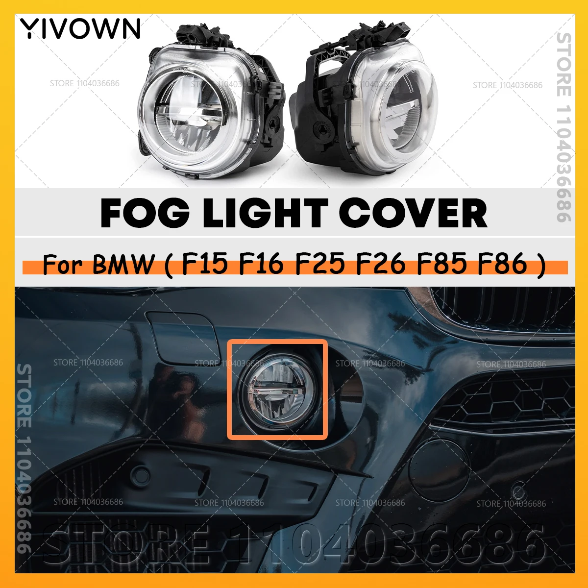 

For 2011-2019 BMW X3 X4 X5 X6 (F15 F16 F25 F26 F85 F86) Front Bumper Fog Light Lamp DRL 63177317251 63177317252