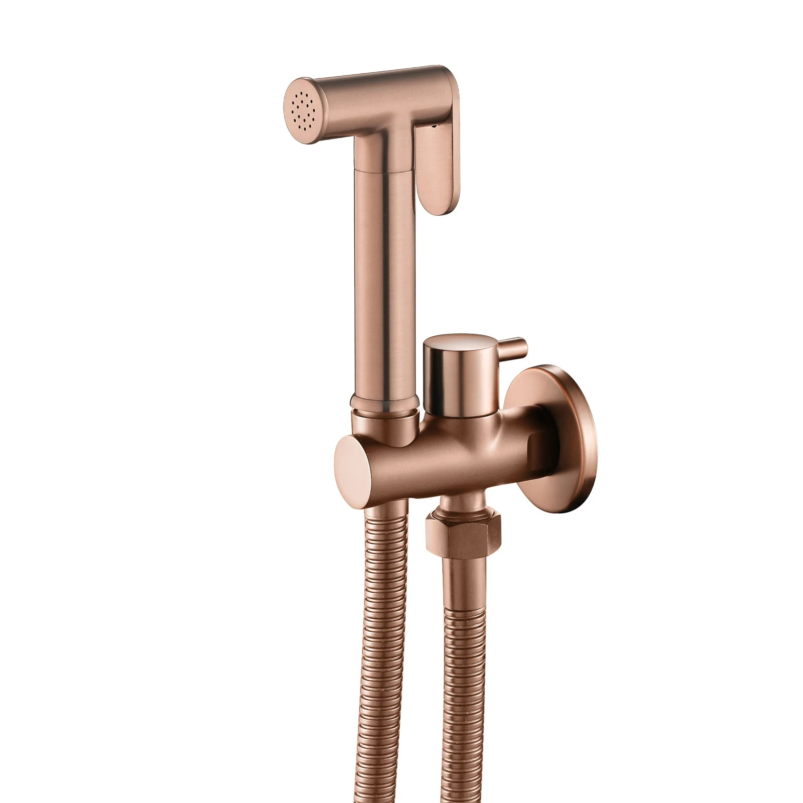 Toilet Bidet Sprayer & Hose & Support Set Brushed Rose Gold Handheld Bidet Tap Shower Head