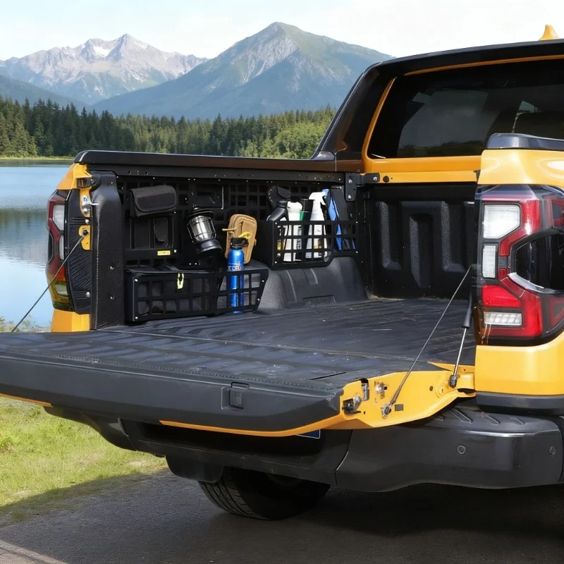 

YK For Ford Ranger T9 2023-2025 Aluminum Alloy Black Car Trunk Rear Left Side Cargo Shelf Storage Rack Car Accessories
