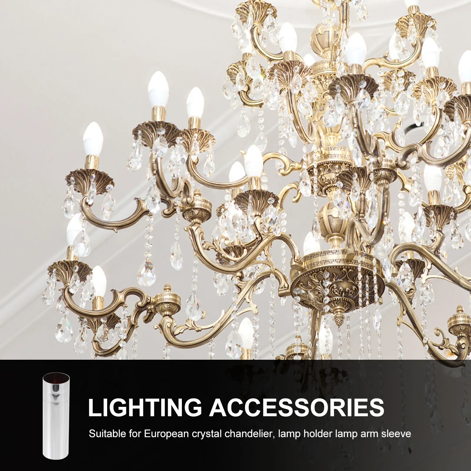 

2pcs Crystal Chandelier Lamp Holder Sleeves Iron Covers Reusable Replacement For European Retro Light Fixtures Lamp Base Sleeve
