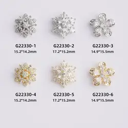 4pcs Rotatable Snowflake Zircon Crystals Metal Alloy Rhinestones Jewelry Nail Art Decorations Nails Accessories Charms Supplies