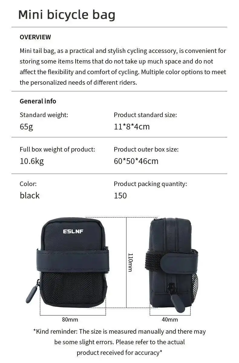 ESLNF Wasserdichte Fahrradtasche für Mountainbike und Rennrad, Satteltasche für Werkzeuge – Detail 1