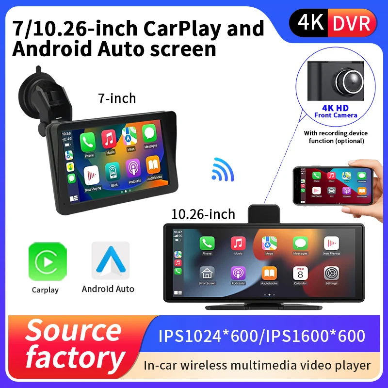 

7/10.26-inch Android car universal portable CarPlay, 4K HD Front Camera ,suitable for car screen, video screen,wireless CarPlay