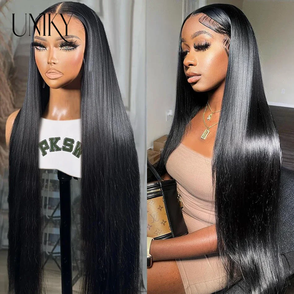 

30 32 Inch Bone Straight Lace Front Human Hair Wigs 13x4 HD Transparent Human Hair Lace Frontal Wigs Straight Lace Closure Wigs