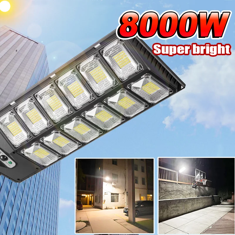 

Outdoor Wide Range Lighting Solar Street Light Super High Power 8000W Solar Garden Lights Waterproof Outdoor Induction Wall Lamp