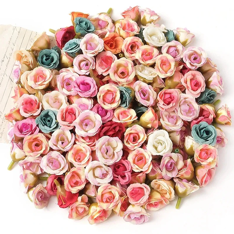 10/20/50Pcs 2cm Rose Artificial Flowers Heads For Home Decor Wedding Decoration Fake Flowers DIY Wreath Scrapbook Gift Accessory