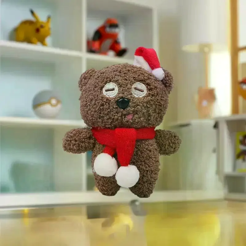 Mini ours de noël en peluche, cadeau pour sac à vêtements, porte-clés, pendentifs, décoration de cuisson, ornements de noël, cadeau de noël pour enfant