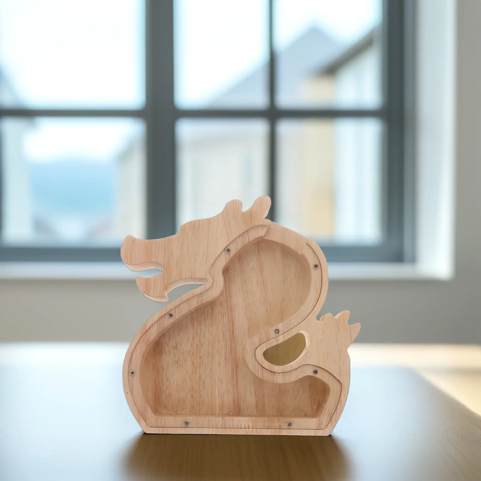 

Wooden Animal Shape Dragon Piggy Bank Clear Window Kids Money Bank Boys Girls Saving Box Financial Habit Keeper