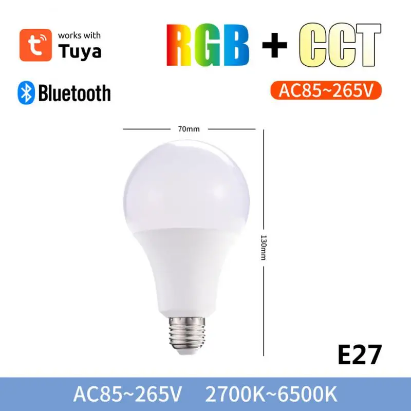1~5PCS Tuya WiFi /Buletooth Smart Dimmable Bulb RGB CCT Decor Home LED Light Smart Life App Control Compatible With Alexa