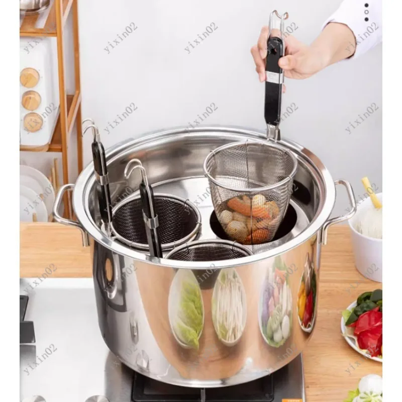 Commercial Stainless Steel Spider Strainer Set Large Sieve with Rack for Pasta And Noodle Cooking