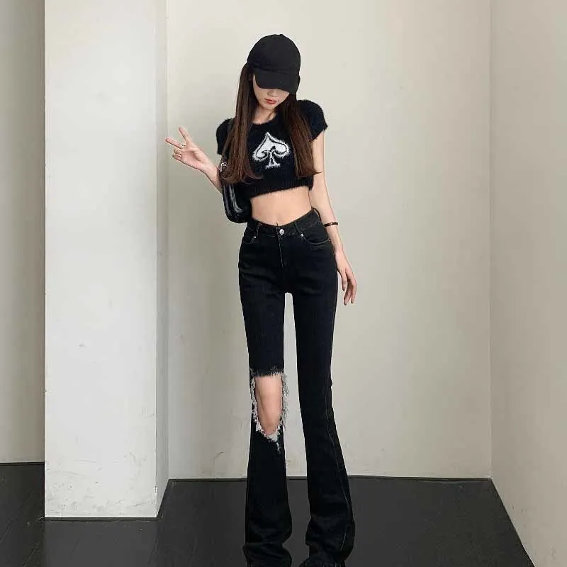 

Джинсы для женщин Y2K Одежда Вышивка Цветочный узор Принт Графическое художественное украшение Женская джинсовая мода Эстетическая модная уникальная