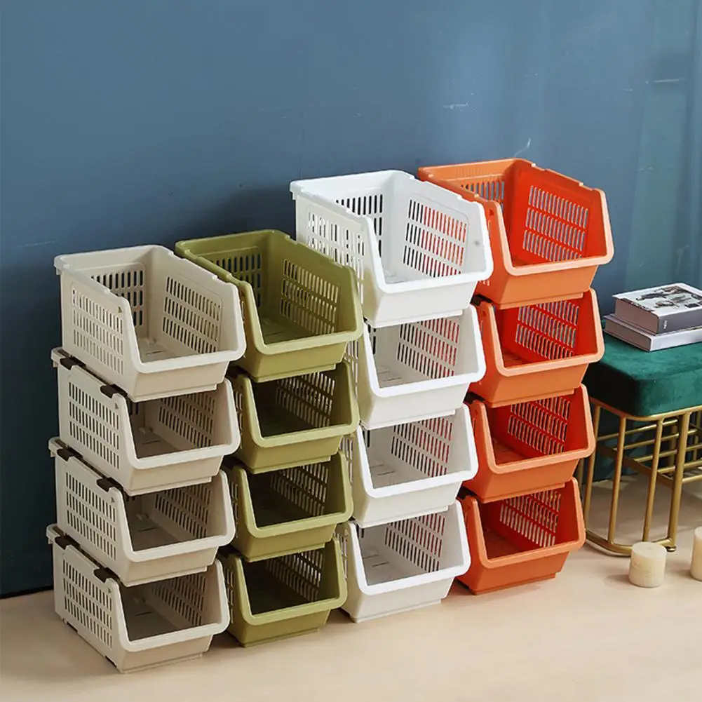 Storage Basket Multifunctional High Capacity Space-saving Stackable Kitchen Fruit Vegetable Shelf Home Supplies