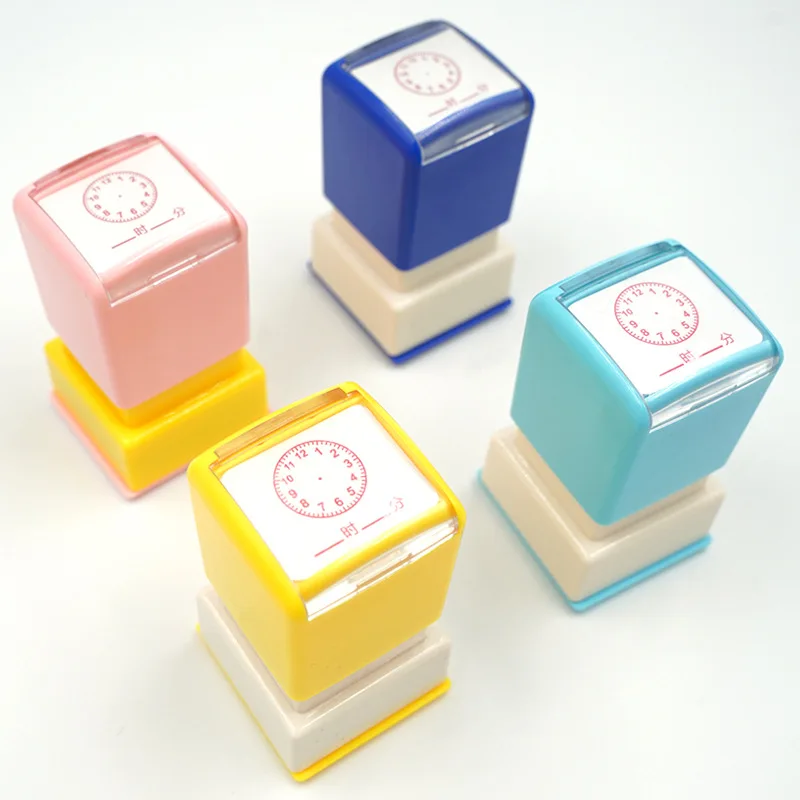 

4pcs Kids Teaching Clock Portable Time Learning Educational Tool Classroom Activity Recognition Stamper For Children