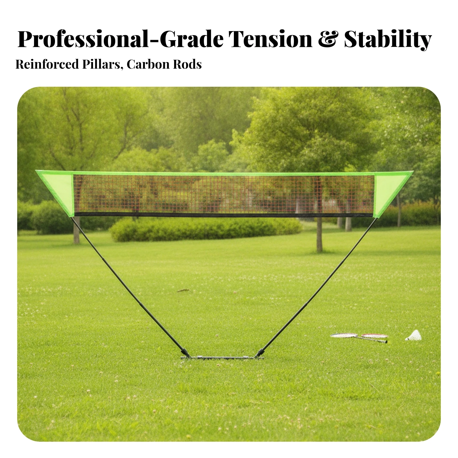 Badminton Net with Stand Easy Setup Badminton Net Set Quick-Open Freestanding for Casual Players, Backyard, School Gym
