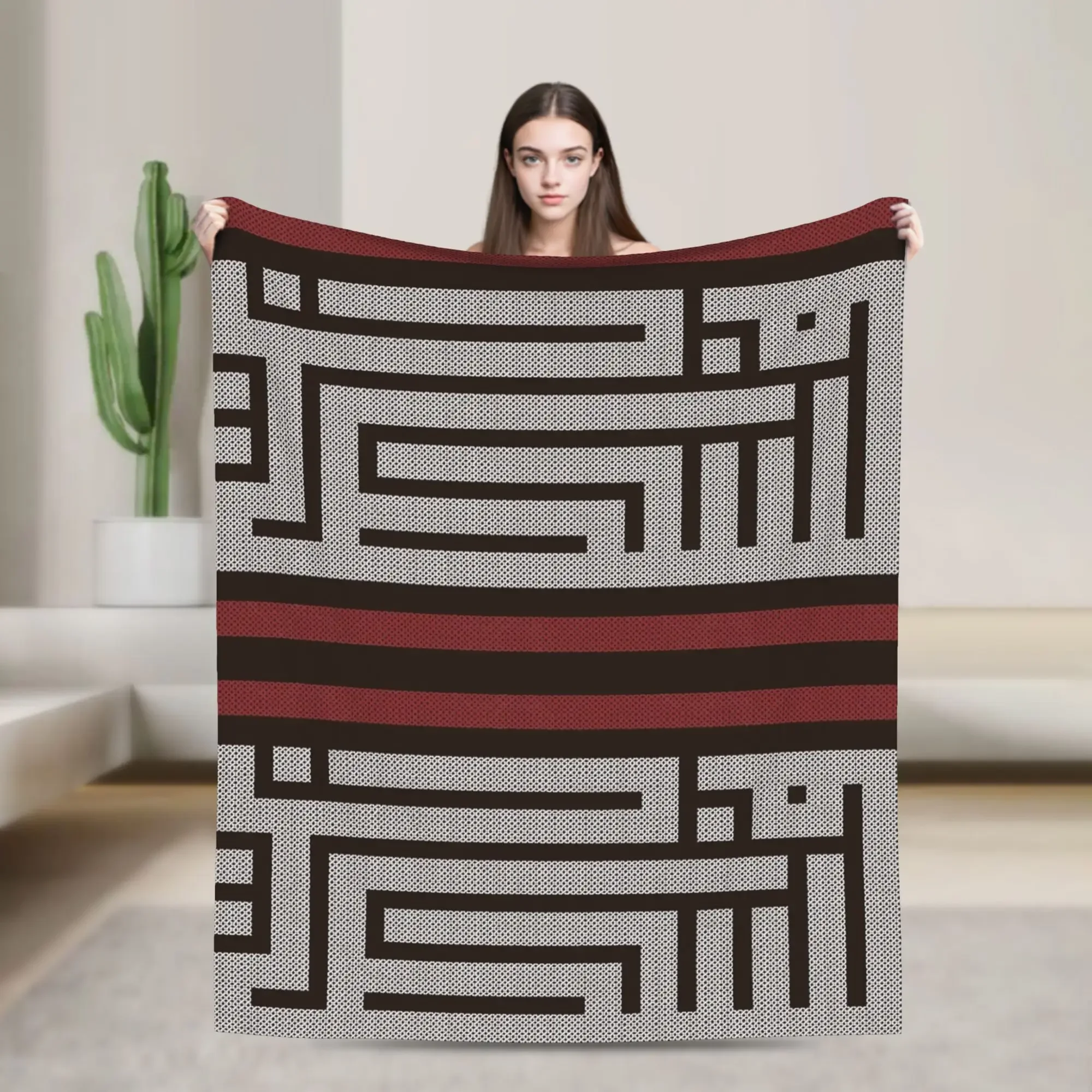 Warm Blanket Office Palestine Name in Arabic Calligraphy Palestinian Embroidery Folk Tatreez Throw Blanket Flannel Bedspread