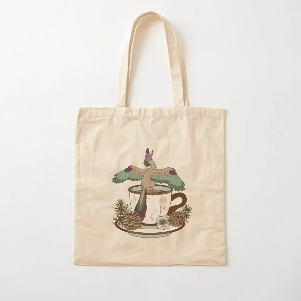 Teacup Dinos: Pine Needle Archeopteryx Tote Bag