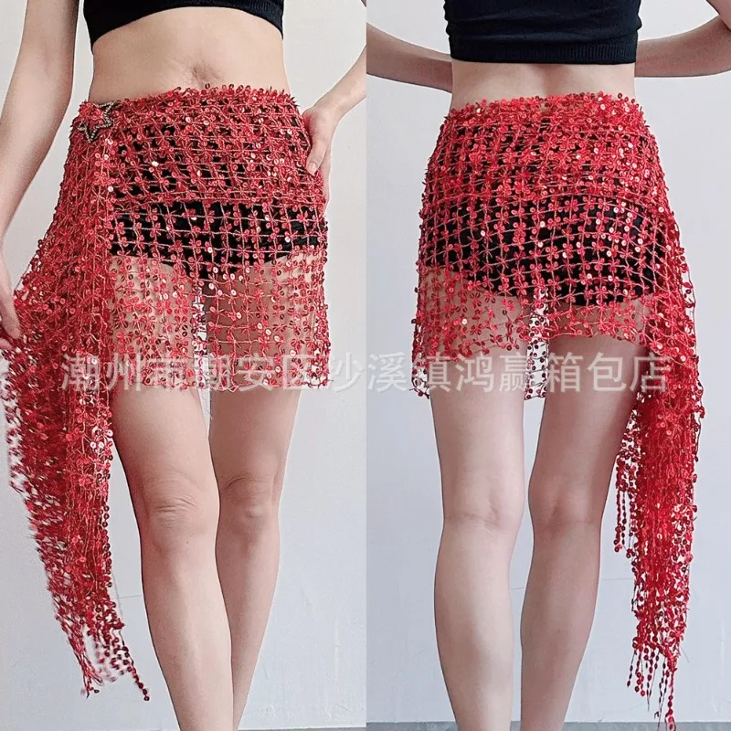 Bufanda de cadera bordada con lentejuelas para danza del vientre personalizada, cadena de cintura, ropa india, cinturón para mujer, 2025