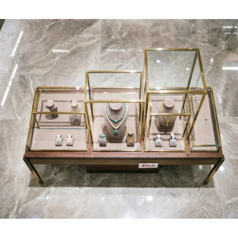 custom.Latest Elegant Luxury Jewelry Display with Tempered Glass and LED Lighting Jewelry Shop and Shopping Mall Furnit
