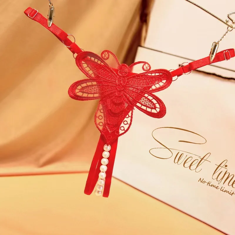 

Sexy Butterfly Embroidered Panties Ladies Sexy Lace Full Transparent g string Hot Hollow Sexy Panties Open crotch T-pants Thongs