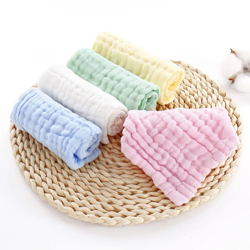 5Pcs 30x30cm Baby Towel Bath Towels Face Washcloth Muslin Squares Cotton Hand Wipe Gauze for Bathing Feeding Kids Handkerchief