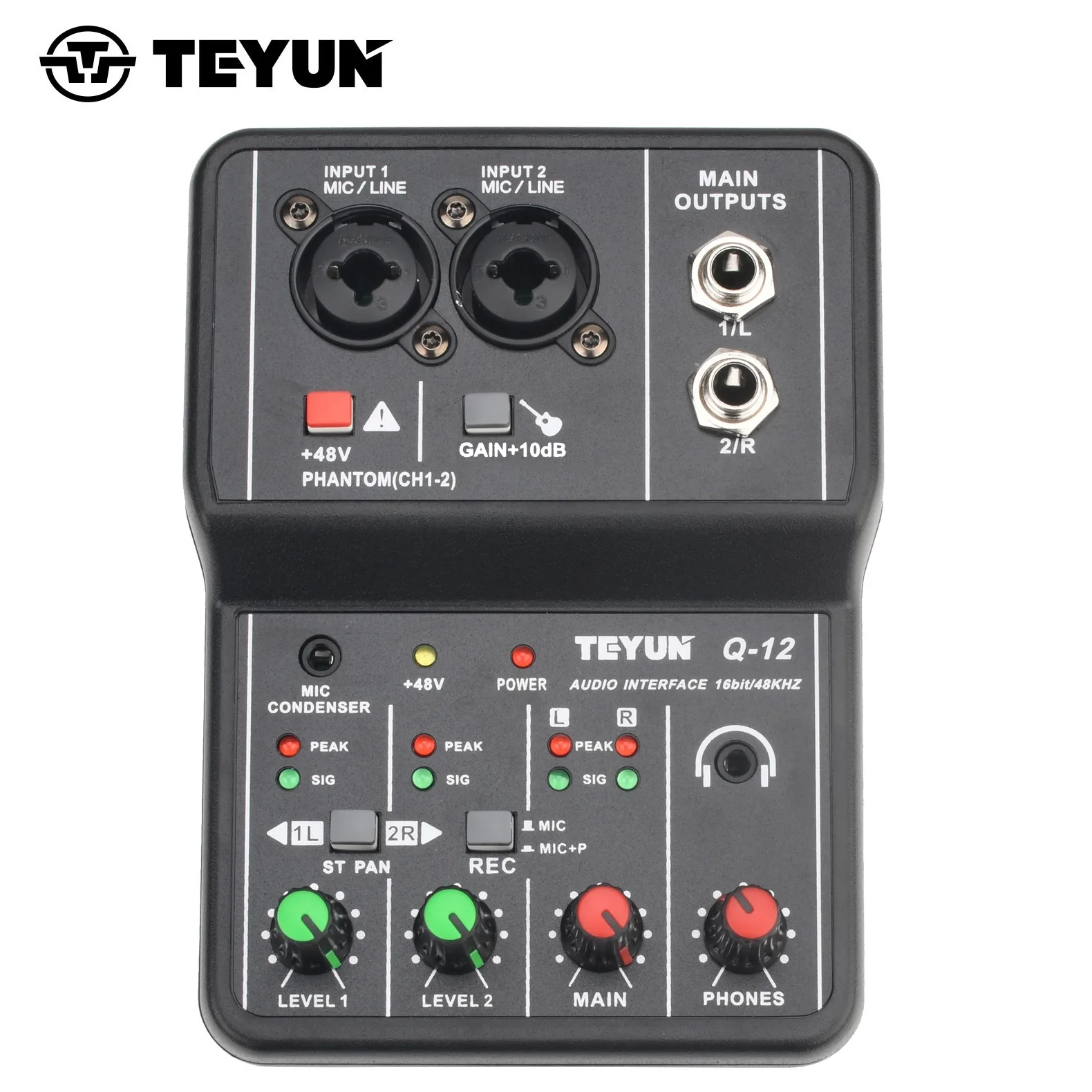 TEYUN Mini PC Record Audio Interface Musical Recording Device Guitar Sound Card For Home Studio Music Pro Computer Equipment Q12