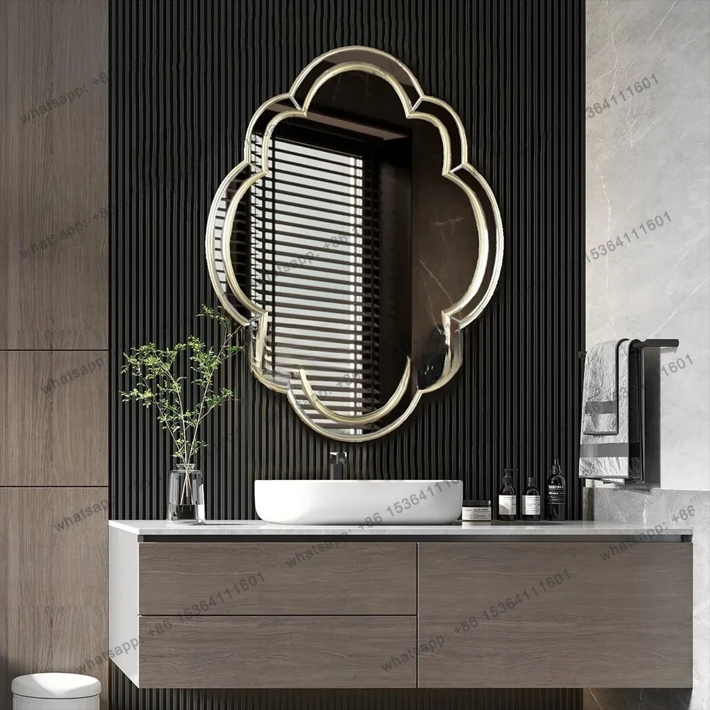 

Medieval style retro style light luxury bathroom mirror special-shaped makeup mirror simple and non-deforming decorative mirror