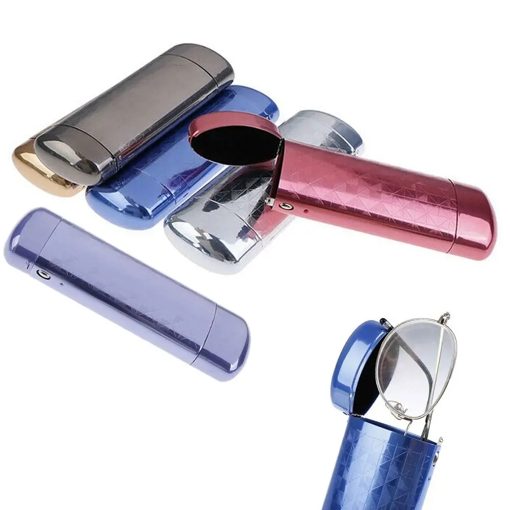 Vintage Hard Metal Glasses Box Superior Aluminum Metal Glasses Holder Portable Capsule Flip Eyeglasses Case