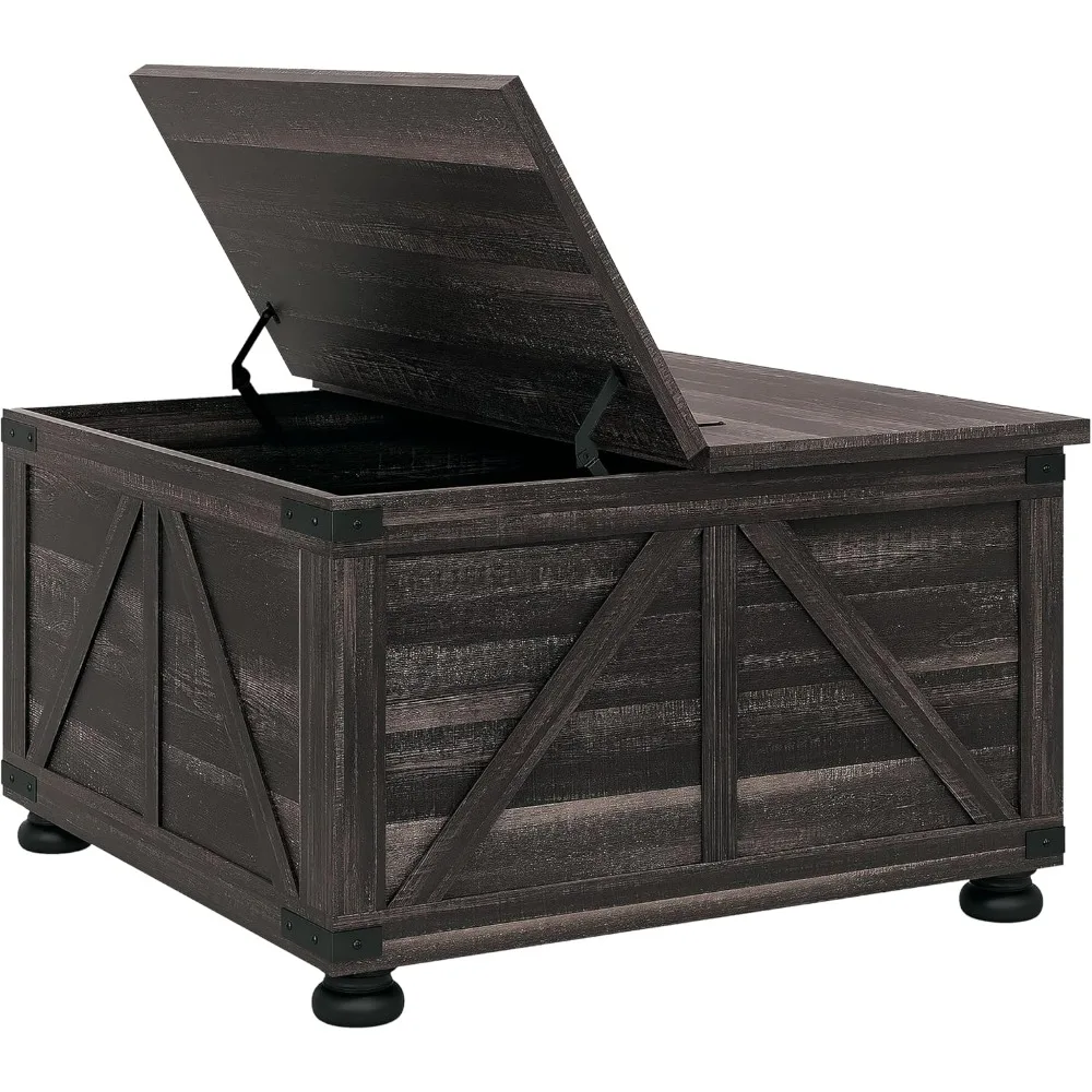 

Farmhouse Coffee Table, 31.5" Square Coffee Table with Storage, Living Room Center Table with Hinged Flip Lift Top and Hidden S
