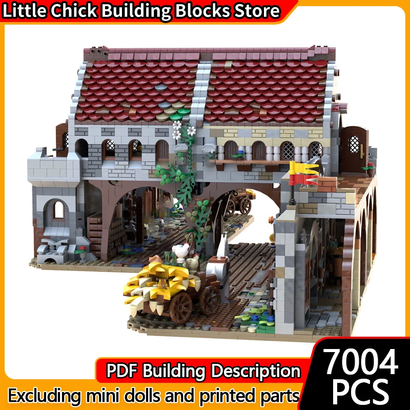 

Модель City Street View MOC, строительные кирпичи, городская дверь и крыша, модульная технология, детские праздничные подарки, сборка игрушек, костюм