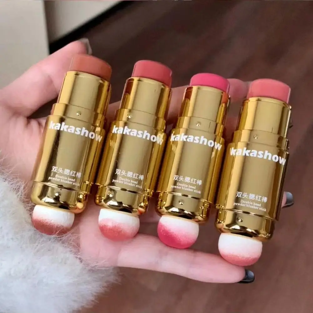 Korean Double-ended Blush Stick Pick 0.5cm Ultra-thin Sponge Low Saturation Peach Pink Long Lasting Makeup Cosmetics