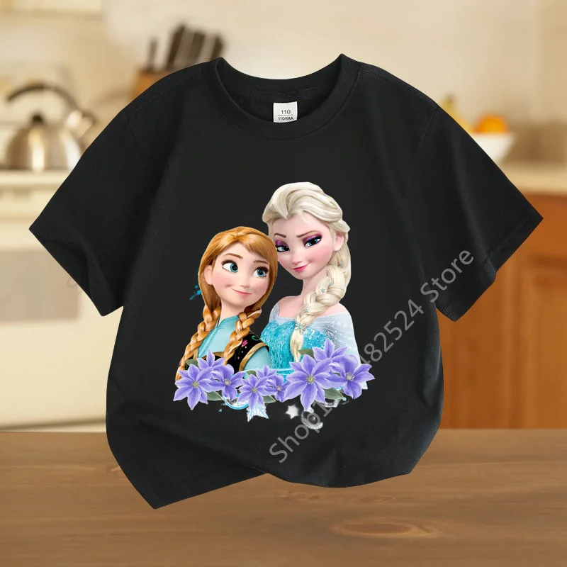 Cute Frozen Child Clothes Kids Summer Fashion Elsa Cotton T-shirt Baby Tee Boys Cartoon Tshirts Toddler Girls Short Sleeve Tops