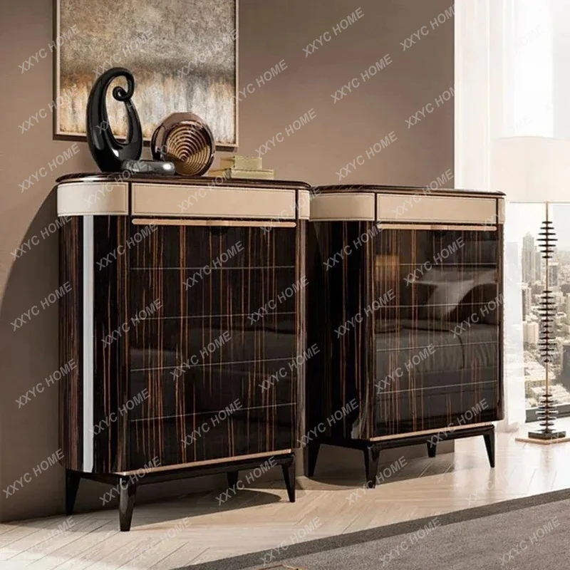 XZ  Light luxury six-chest cabinet  minimalist bedroom storage porch cabinet Ebony solid wood