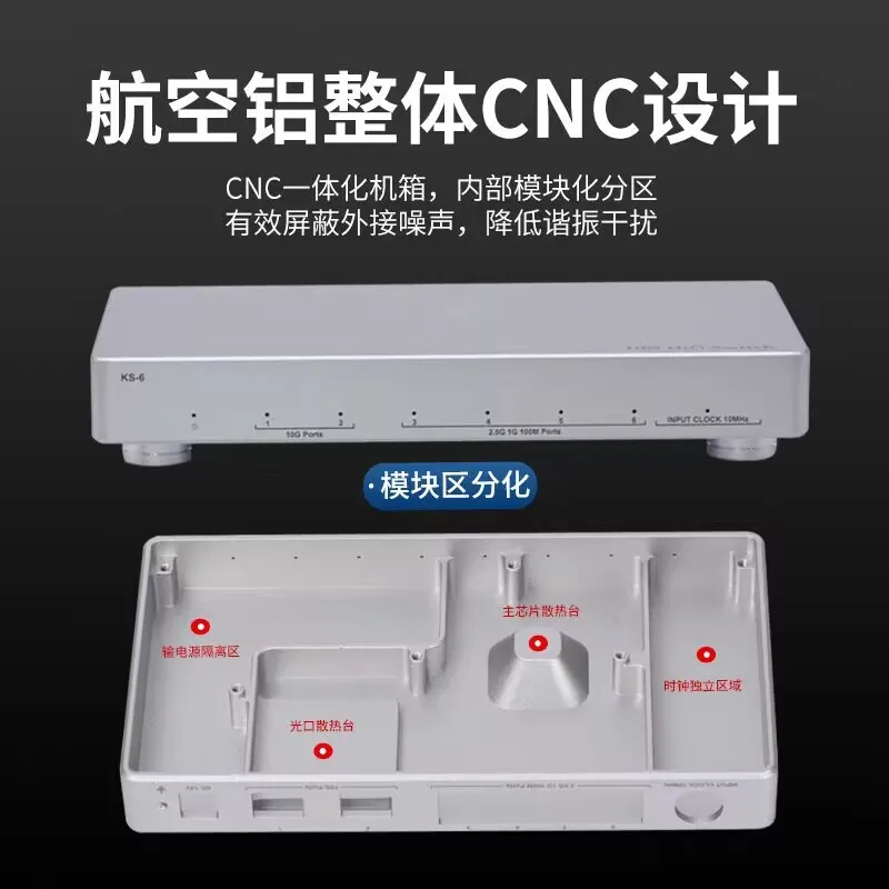 Флагман KS-6 KAS 10G 10G аудио HIFI лихорадка переключатель, оптоэлектронная изоляция линии часов OCXO, электронная передача данных