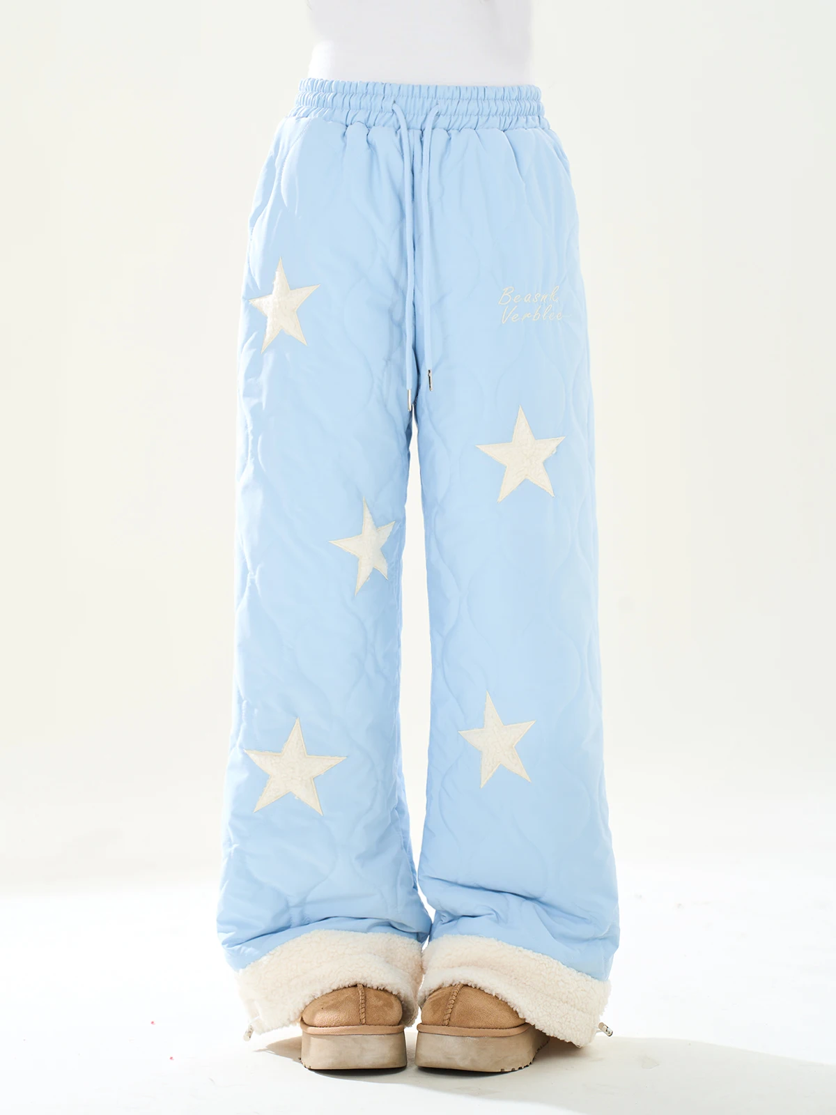 

ENJOG Blue Star Color Blo Thiened Зимние хлопковые брюки для женщин: свободные, универсальные, повседневные, для катания на лыжах, теплые, комфортные, прямого кроя