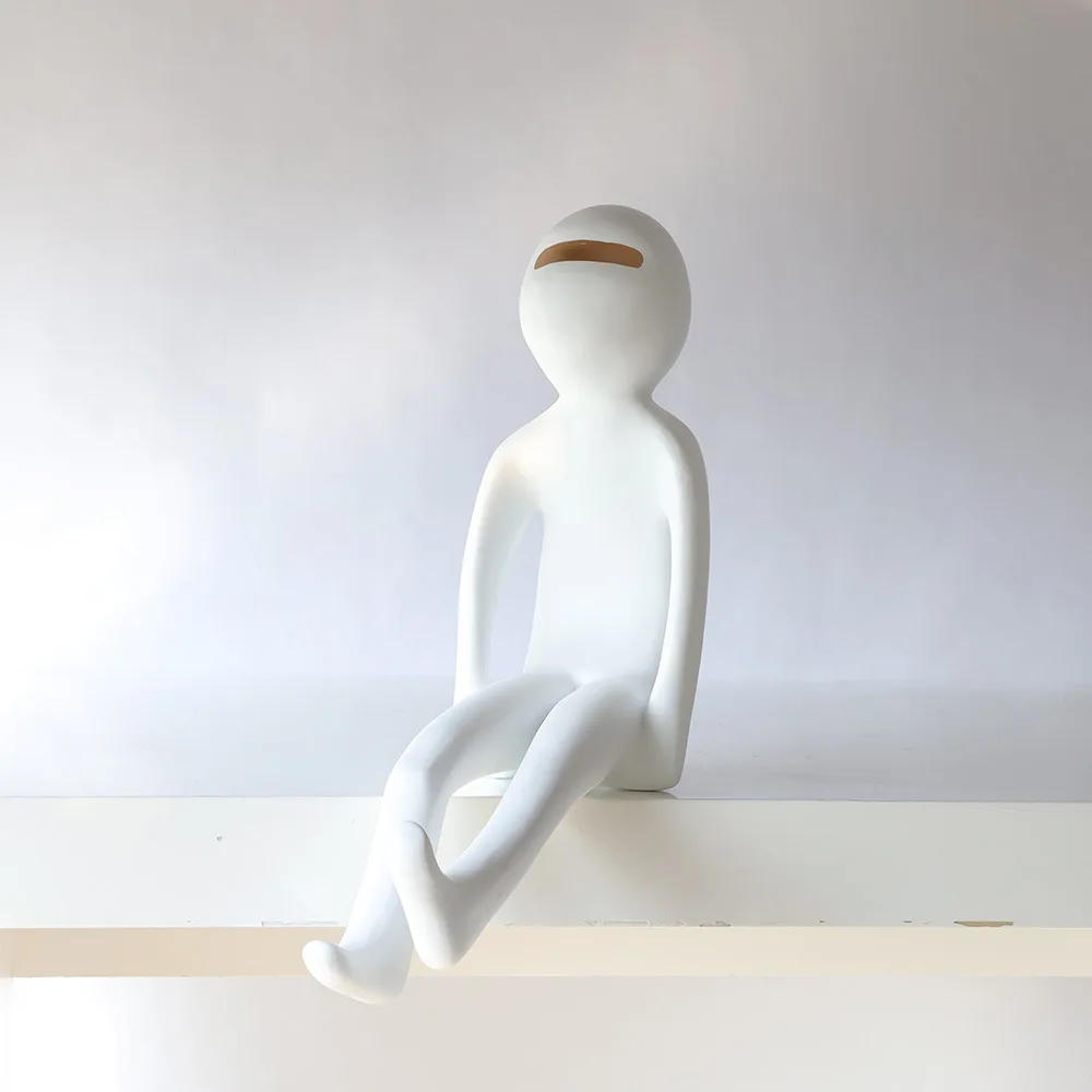 Blind sitting boy sculpture Bubble Creativity Modern minimalist doll model Interior decoration Children's room  Soft Furnishing