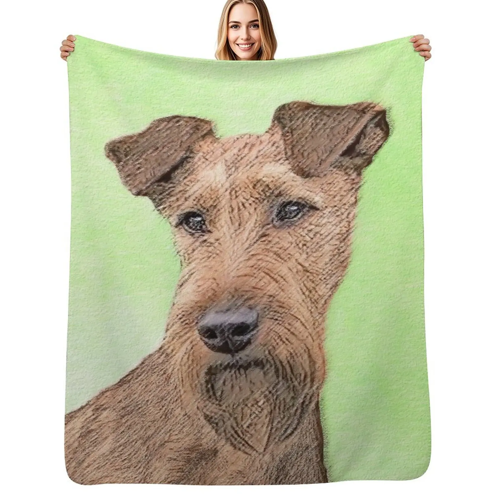 

Irish Terrier Painting - Cute Original Dog Art Throw Blanket blankets and throws Cute Plaid Soft Big Stuffeds Blankets
