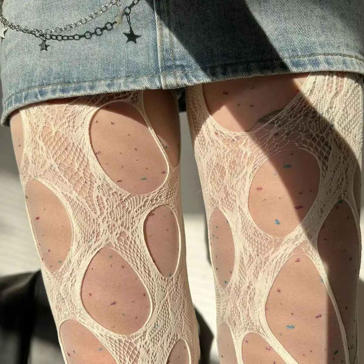 Sexy Punk Women Broken Hole Stocking Ropa Interor Para Mujeres Fishing Net Socks Gothic Y2k Lace Torn Party Underwear Pantyhose image 2