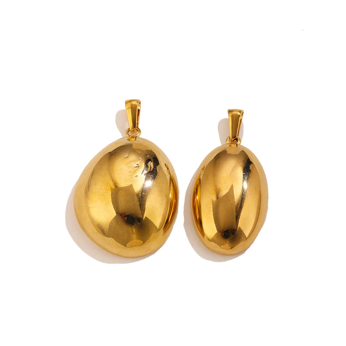 PVD Gold Stainless Steel Irregular Oval Charms Minimalist Oxidation Resistant Pendant for DIY Necklace Keychain Jewelry Making