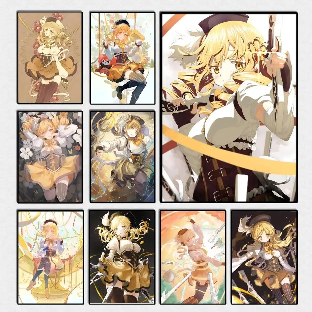 Pósteres de Anime P-Puella M-Magi Madoka Magica Tomoe Mami, pegatina de pared elegante para decoración de sala de estar, decoración de pared para Bar