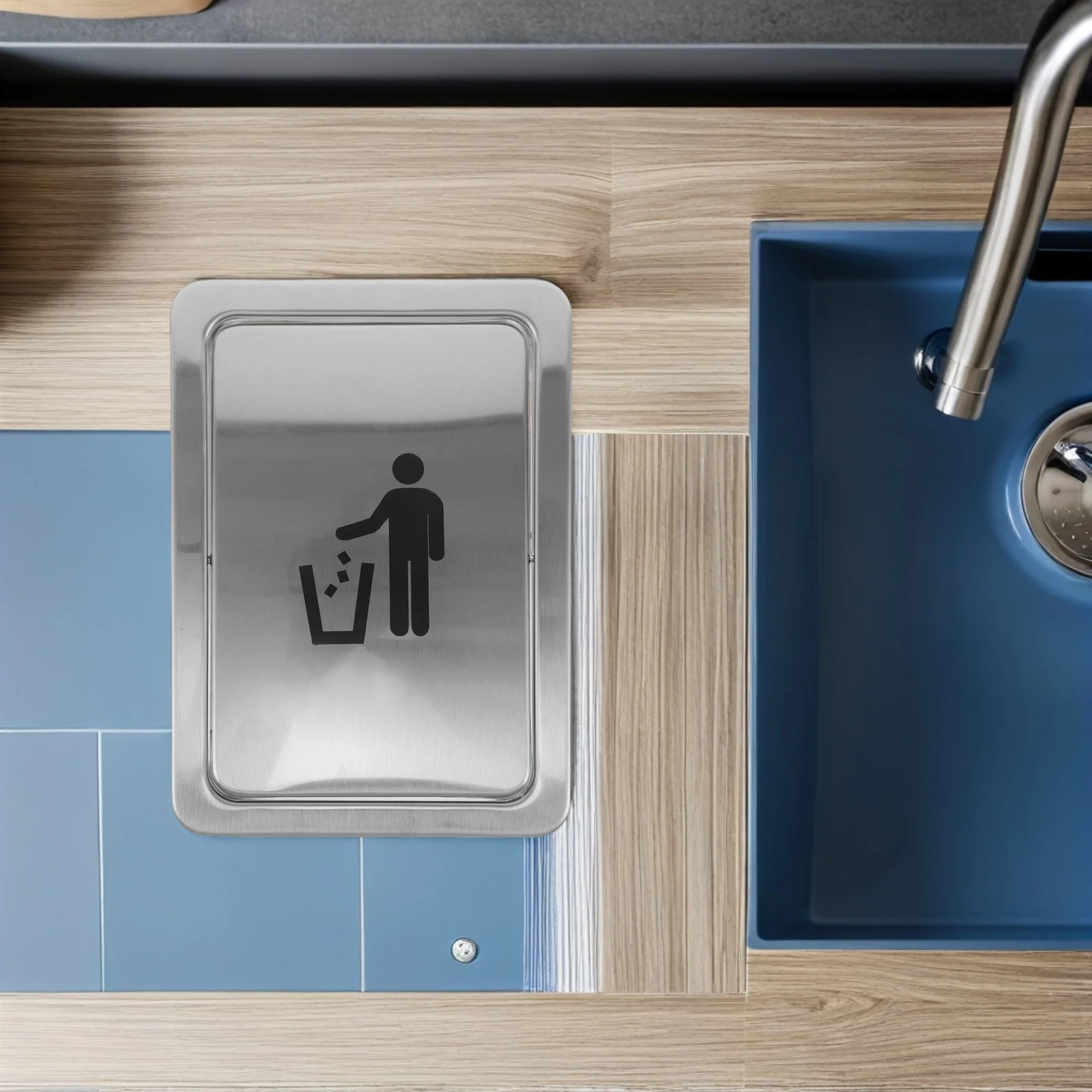 

Встраиваемая крышка мусорного бака на столешнице, серебристая, нержавеющая сталь, встроенная крышка кухонного мусорного бака, крышка для мусорного бака, крышка мусорных баков