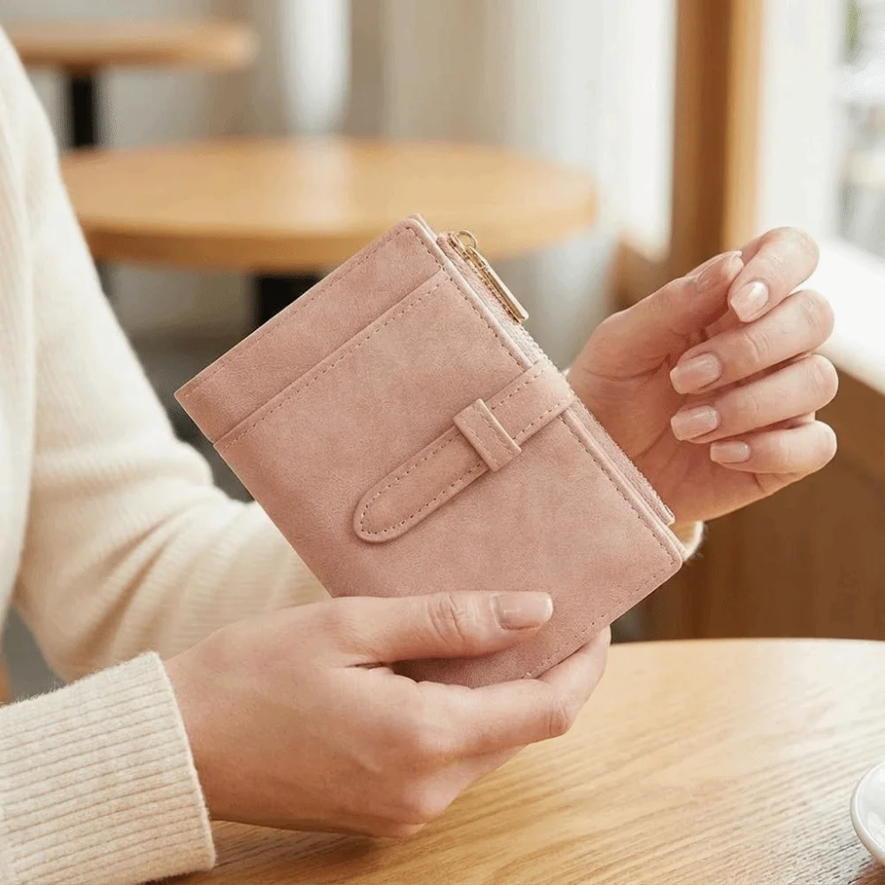 Large Capacity PU Women's Wallet Multi-Cards Slot 2 Folds Mini Coin Pocket Portable Korea Style Zipper Coin Purse Unisex